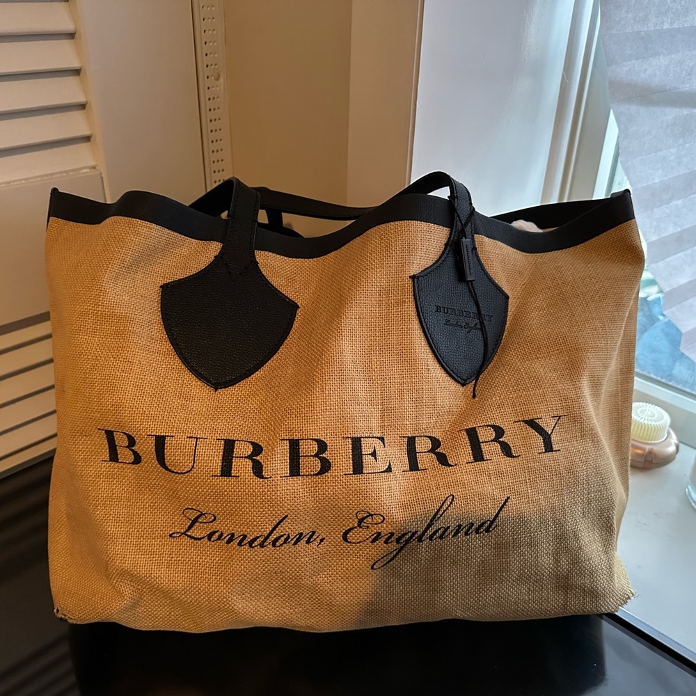 Burberry Tan and Black Tote Bag